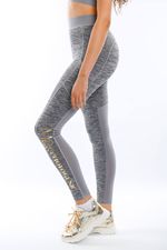 Grey Gold Foil Logo Leggings