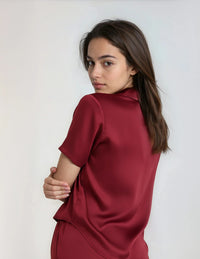 On Set Studios Women’s Pyjama Shorts in Burgundy