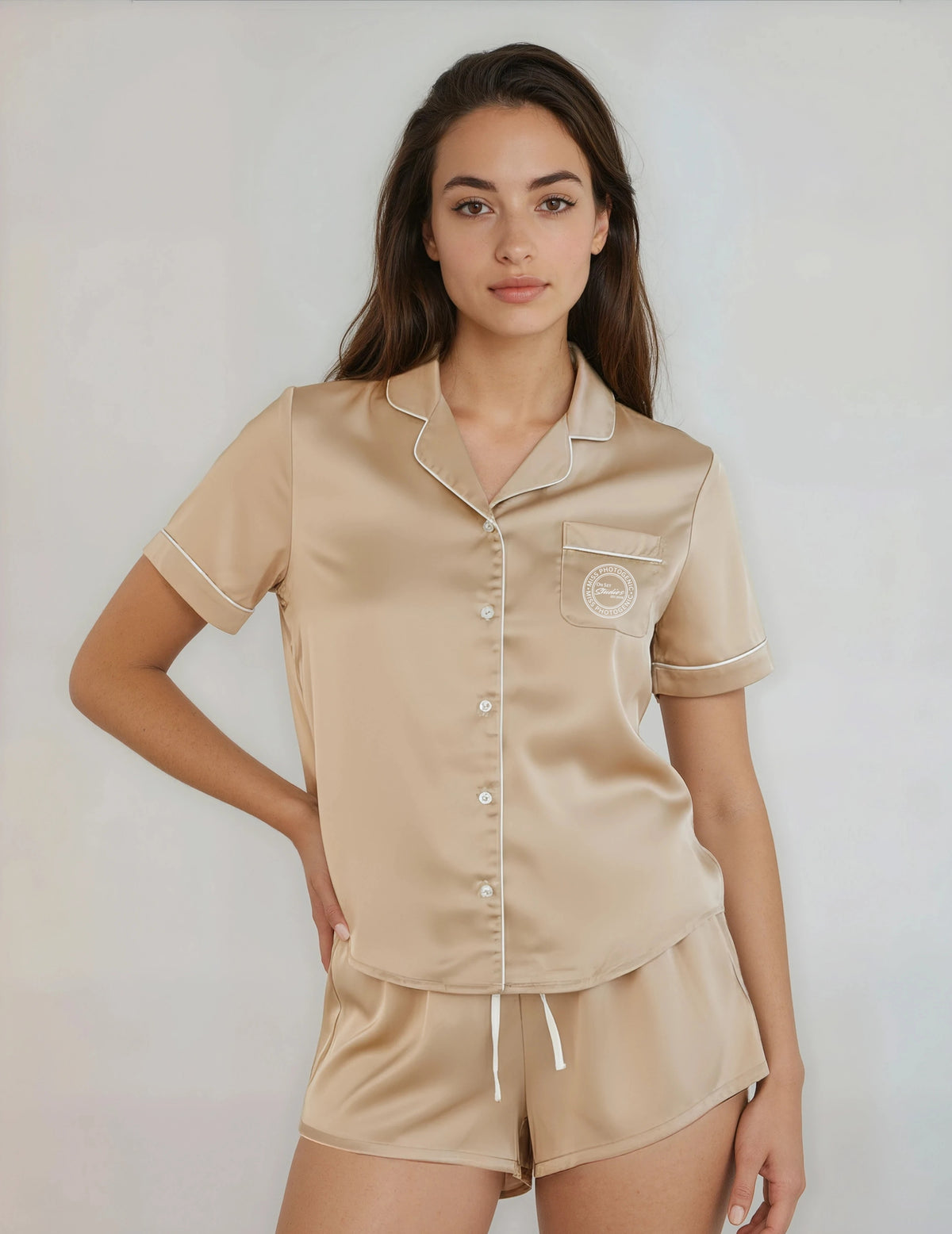 On Set Studios Women’s Pyjama Shorts in Champagne