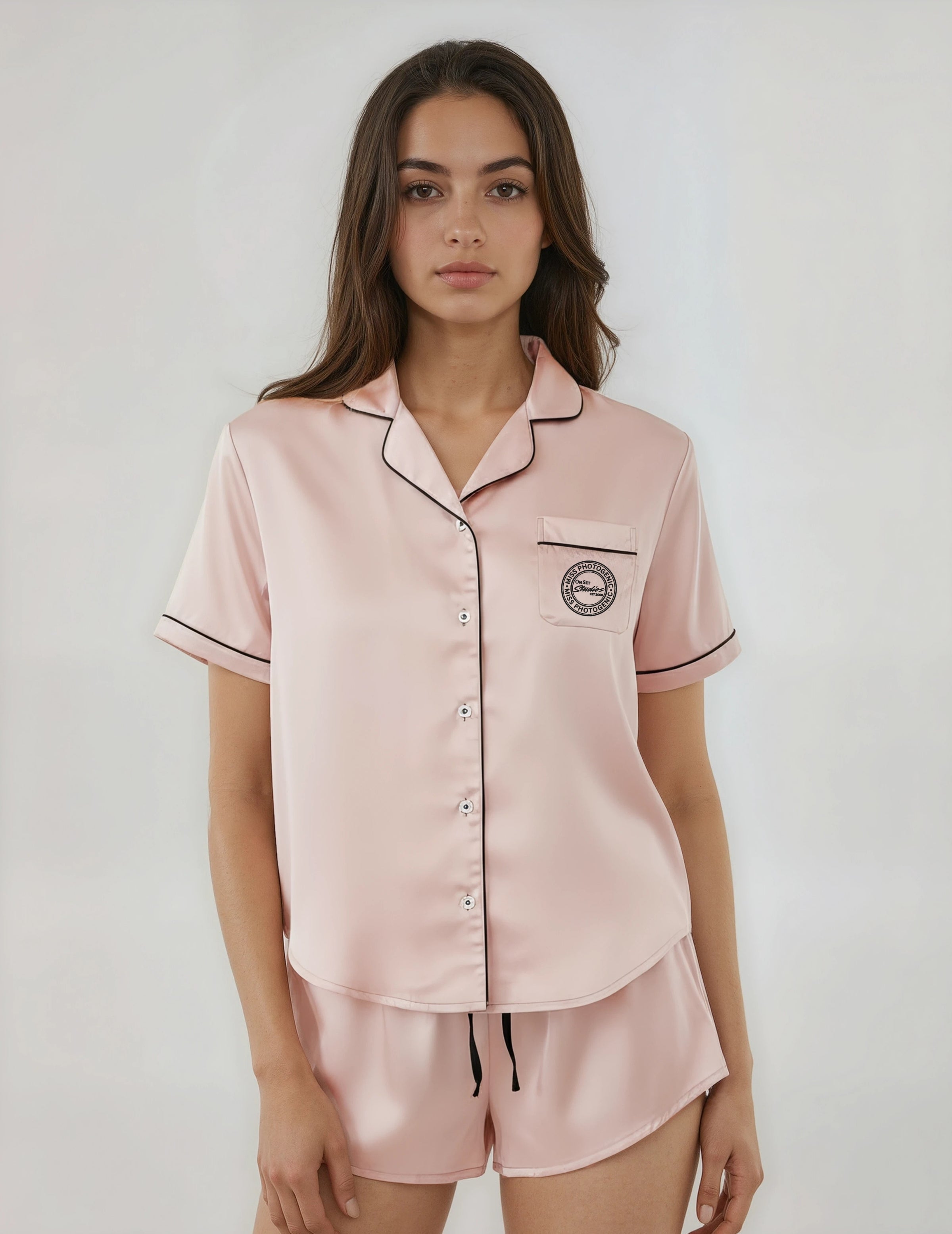 On Set Studios Women’s Pyjama Shorts in Blush