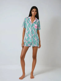 Miss Photogenic Pattern Print Pyjama Shirt - Mint