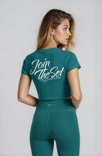 Join The Set Crop Graphic Tee in Teal - Miss Photogenic