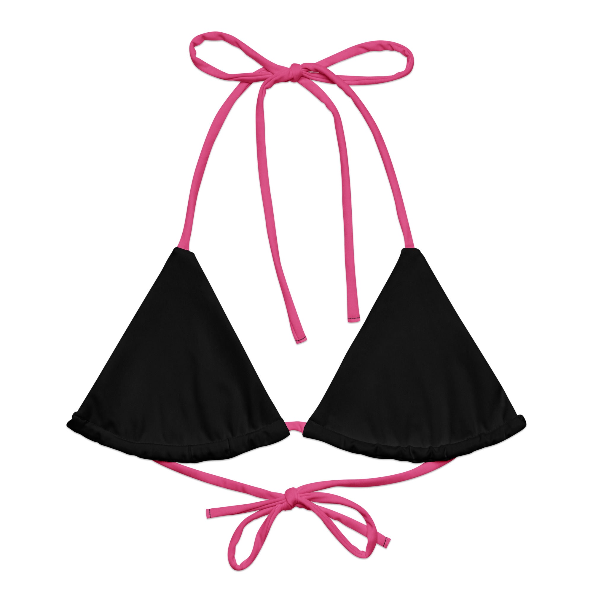 Contrast Tie Bikini Top - Pink