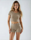 Join The Set Crop Graphic Tee in Bronzed Olive