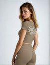 Join The Set Crop Graphic Tee in Bronzed Olive