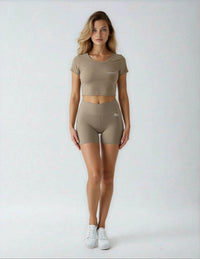 Join The Set Crop Graphic Tee in Bronzed Olive