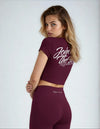 Join The Set Crop Graphic Tee in Burgundy
