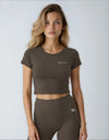 Signature Join The Set Graphic Crop Tee in Chocolate