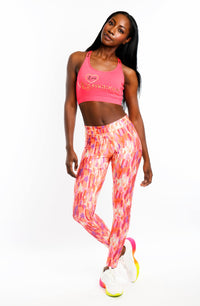 Hot Coral 'Love Logo' Gold foil Crop Top