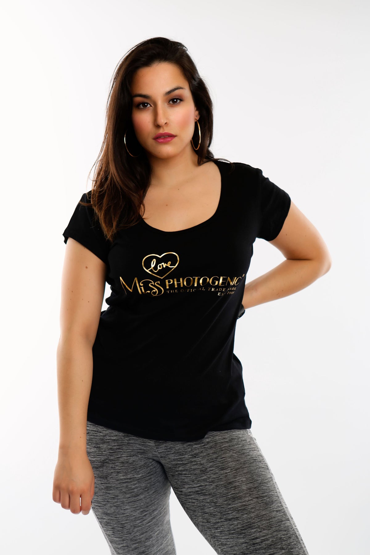 Black Cut Out LOVE Gold Foil Logo T Shirt