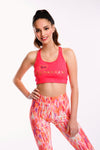 Hot Coral 'Love Logo' Gold foil Crop Top