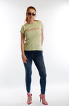 Lime Ribbed Short Sleeve Miss Photogenic® Pink Logo T Shirt, t shirt - Miss Photogenic