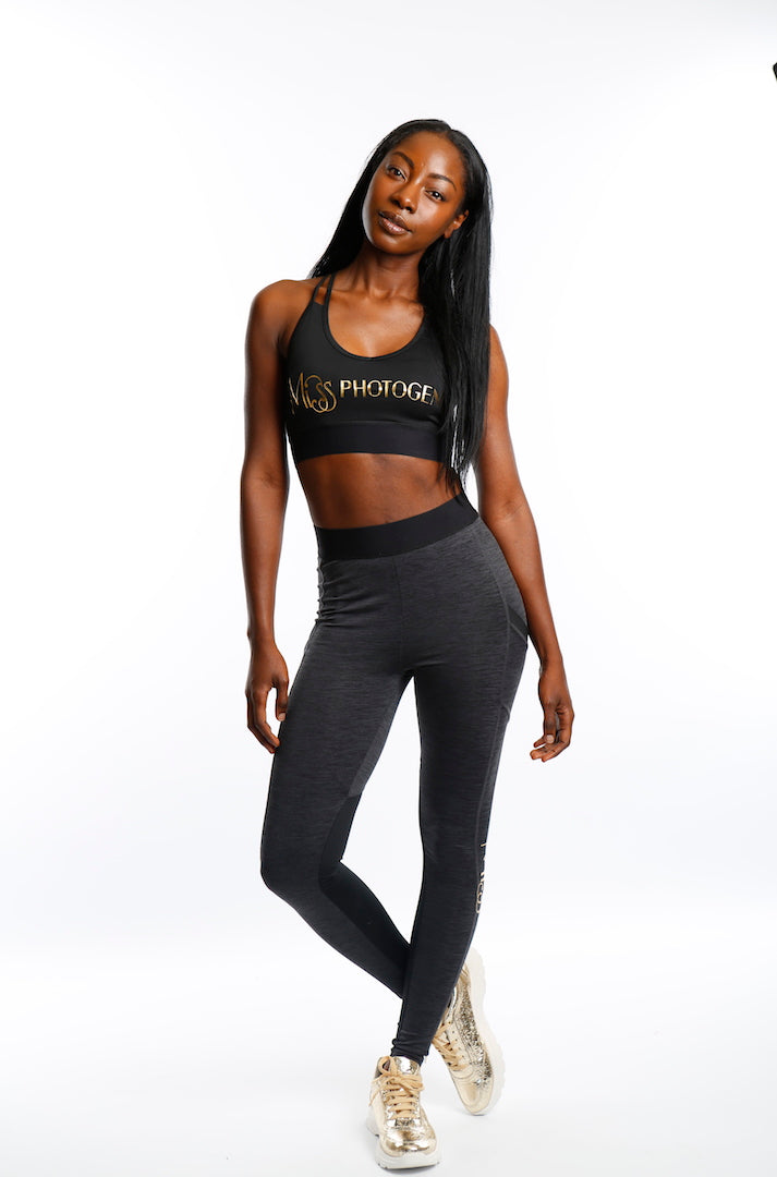 Black Miss Photogenic® Gold Foil Logo Crop Top,  - Miss Photogenic