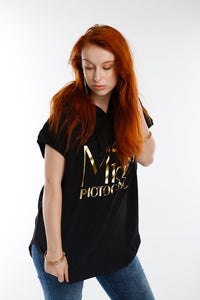 Black Short Sleeve Oversized Hoodie Sweatshirt, sweatshirt - Miss Photogenic