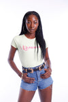 Lime Ribbed Short Sleeve Miss Photogenic® Pink Logo T Shirt, t shirt - Miss Photogenic