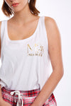 Miss Photogenic® Red Tartan Shorts & Oversized Logo Sleep Set, sleep set - Miss Photogenic