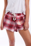 Miss Photogenic® Red Tartan Shorts & Oversized Logo Sleep Set, sleep set - Miss Photogenic