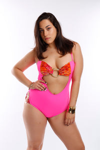 Sizzling Seeker Of Style One Piece Monokini (Pink/Orange) (GOLD Collection), monokini - Miss Photogenic